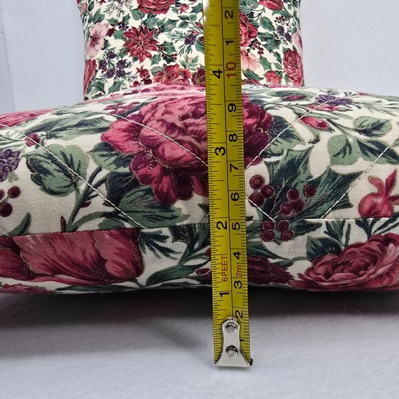 Handmade Quilted 14" Square Throw Pillow Floral Folded Star Starburst Pair 2 - Picture 10 of 11